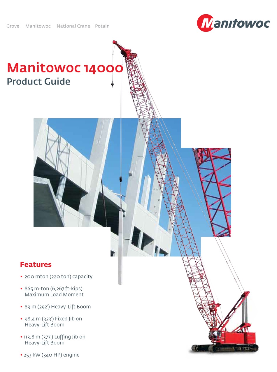 MANITOWOC 14000 PRODUCT MANUAL Pdf Download ManualsLib