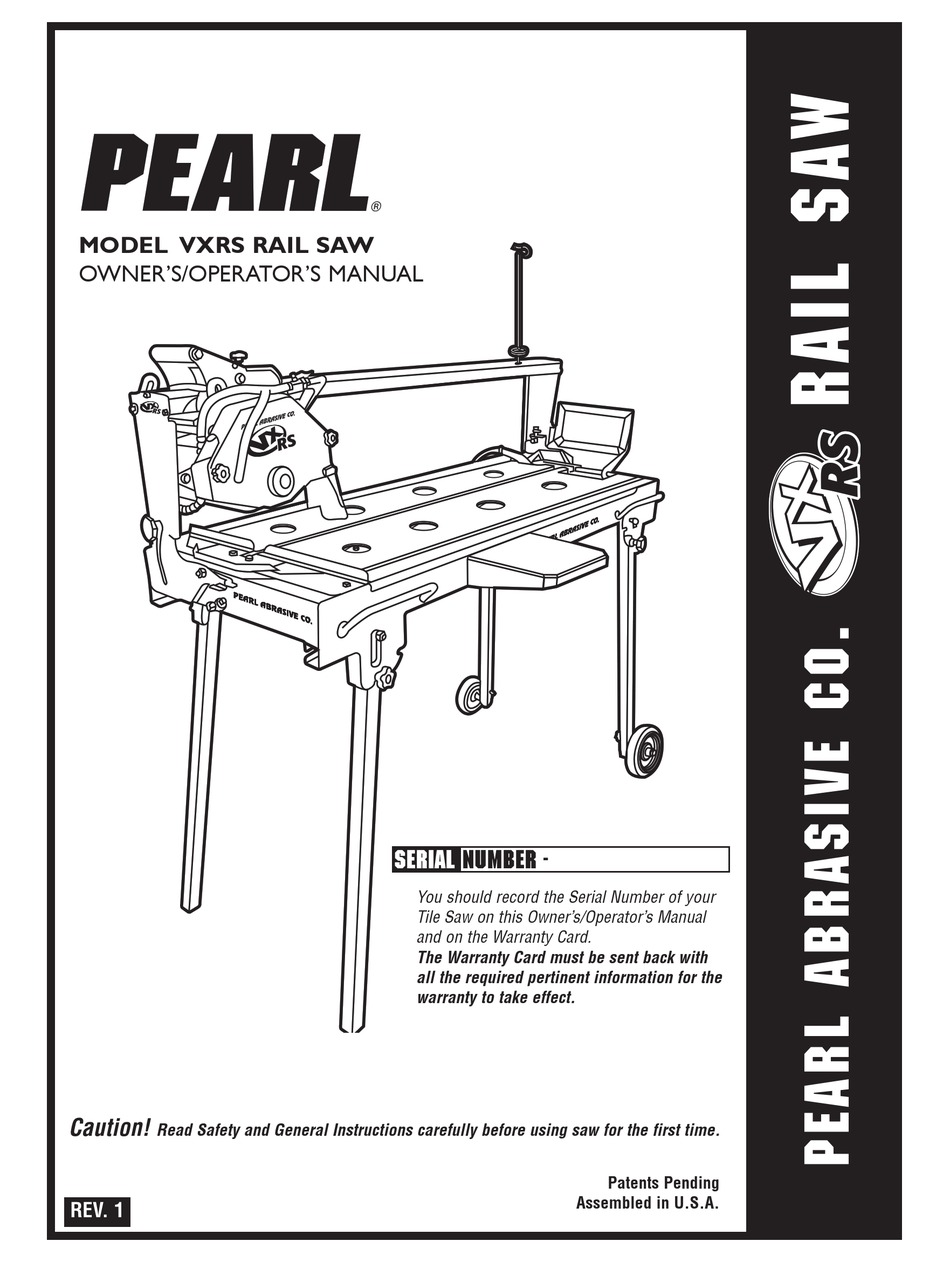 PEARL ABRASIVE X10RS OWNER'S/OPERATOR'S MANUAL Pdf Download ManualsLib