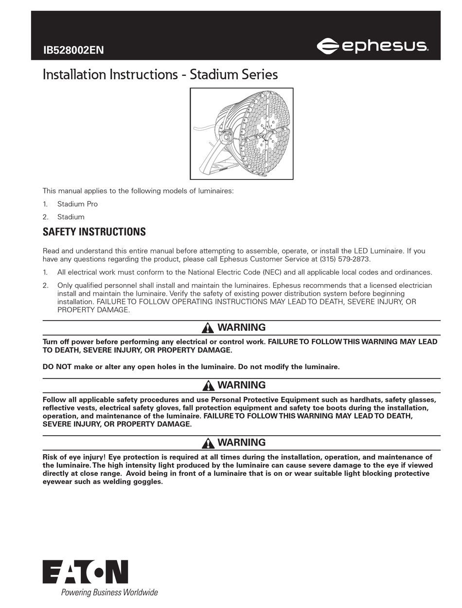 EPHESUS STADIUM INSTALLATION INSTRUCTIONS MANUAL Pdf Download ManualsLib