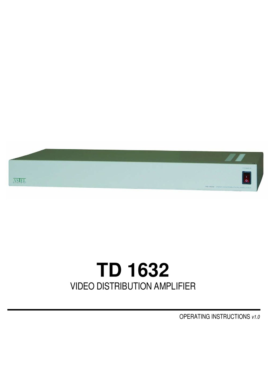 VIDEOSYSTEMS TD 1632 OPERATING INSTRUCTIONS MANUAL Pdf Download