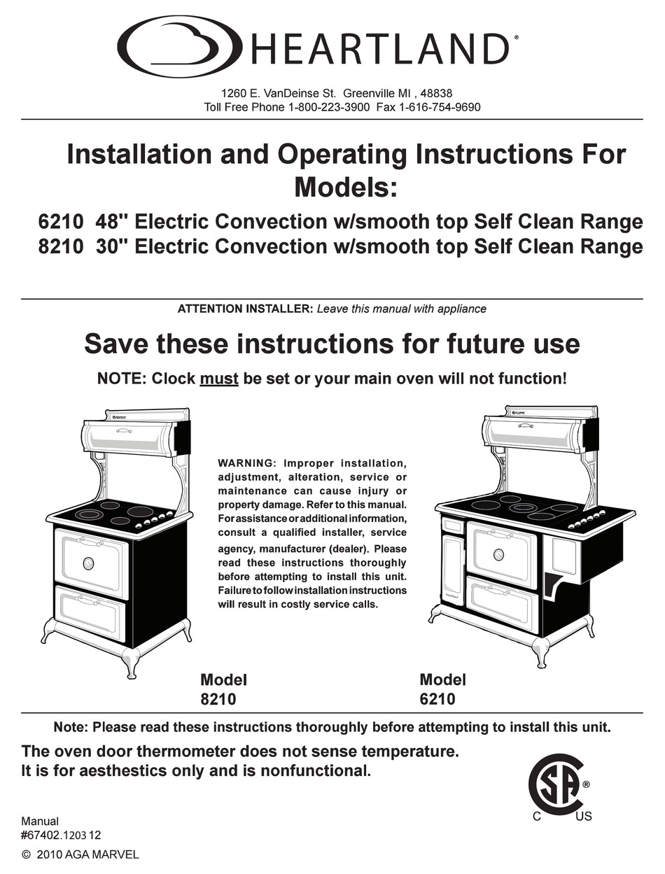 HEARTLAND 6210 INSTALLATION AND OPERATING INSTRUCTIONS MANUAL Pdf Sns-Brigh10