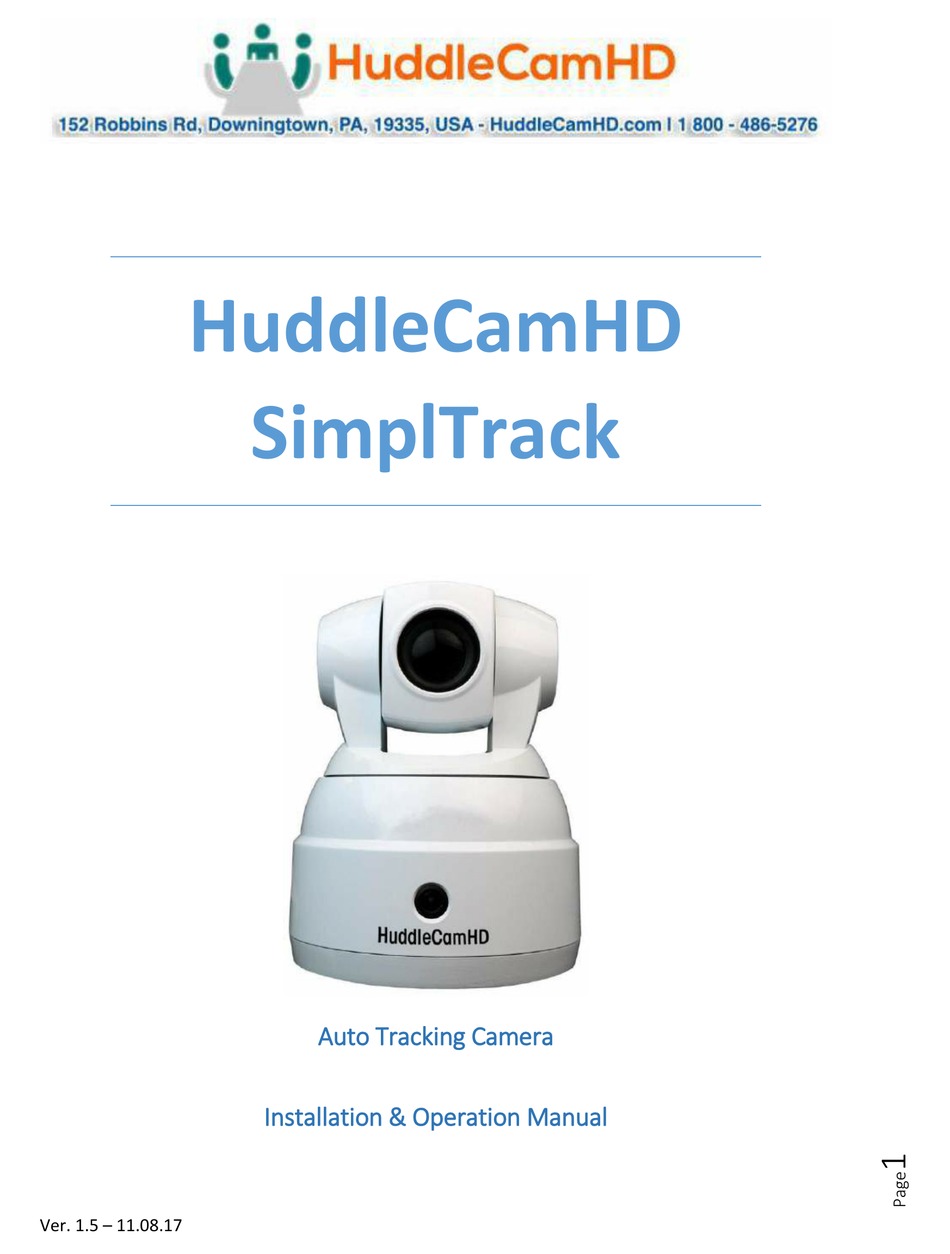 HUDDLECAMHD SIMPLTRACK INSTALLATION & OPERATION MANUAL Pdf Download