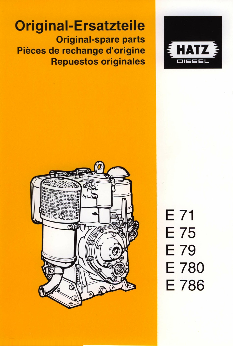 Hatz  E 71 75 79 780 785 Ersatzteilliste Spare Parts List 1979 