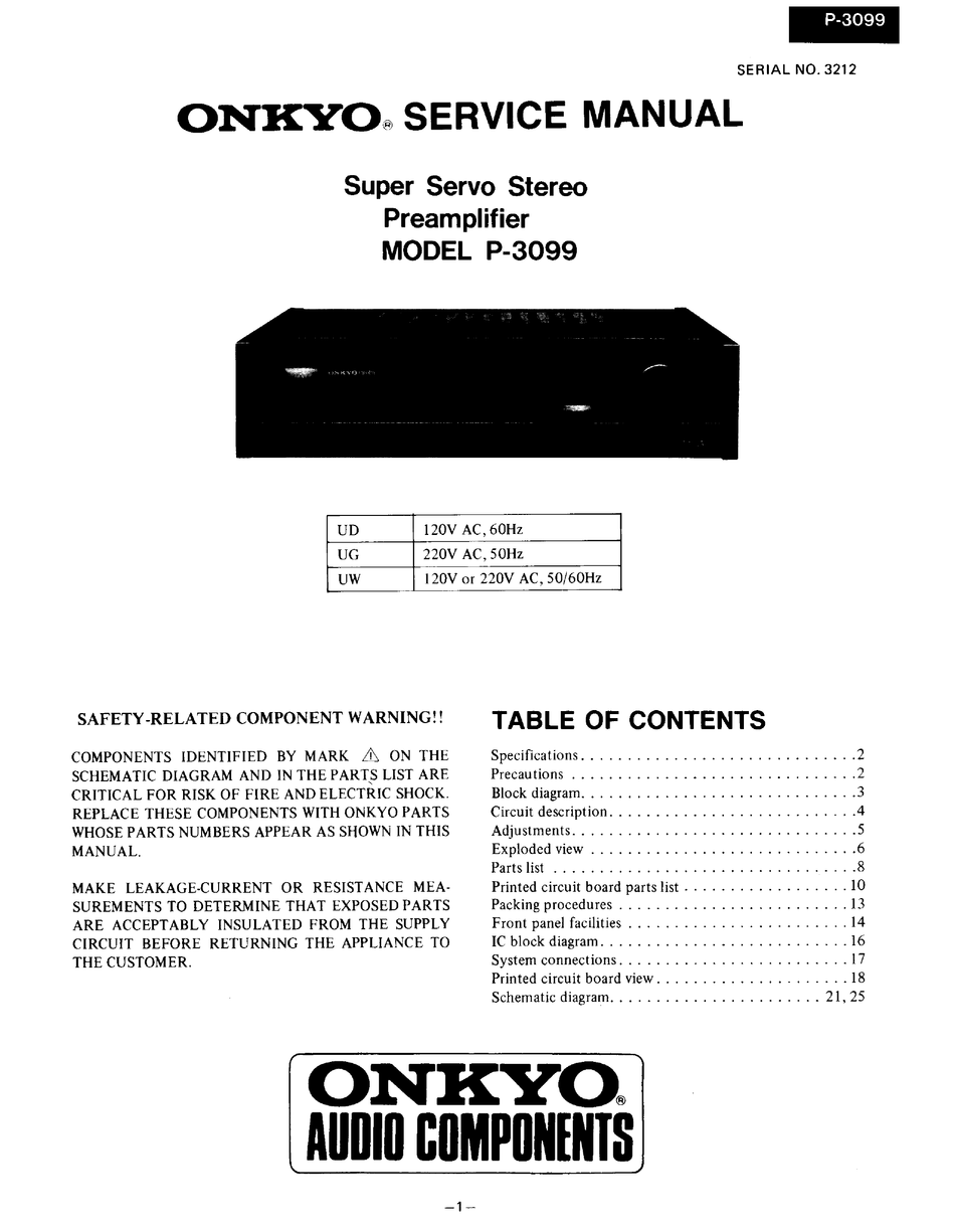 Onkyo P 3099 Service Manual Pdf Download Manualslib