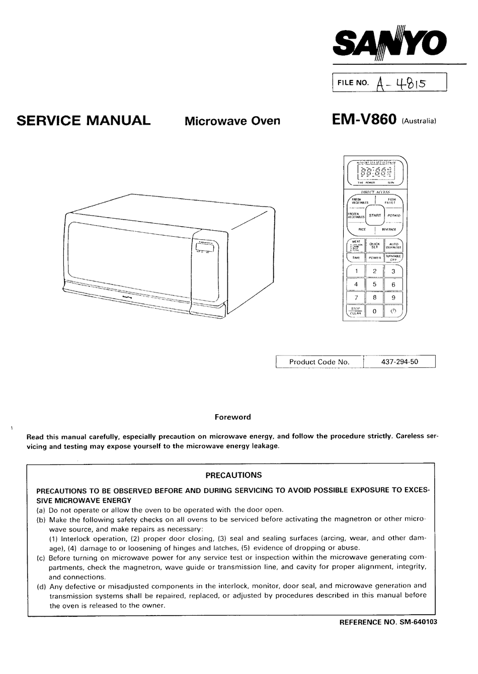 SANYO EM-V860 SERVICE MANUAL Pdf Download | ManualsLib