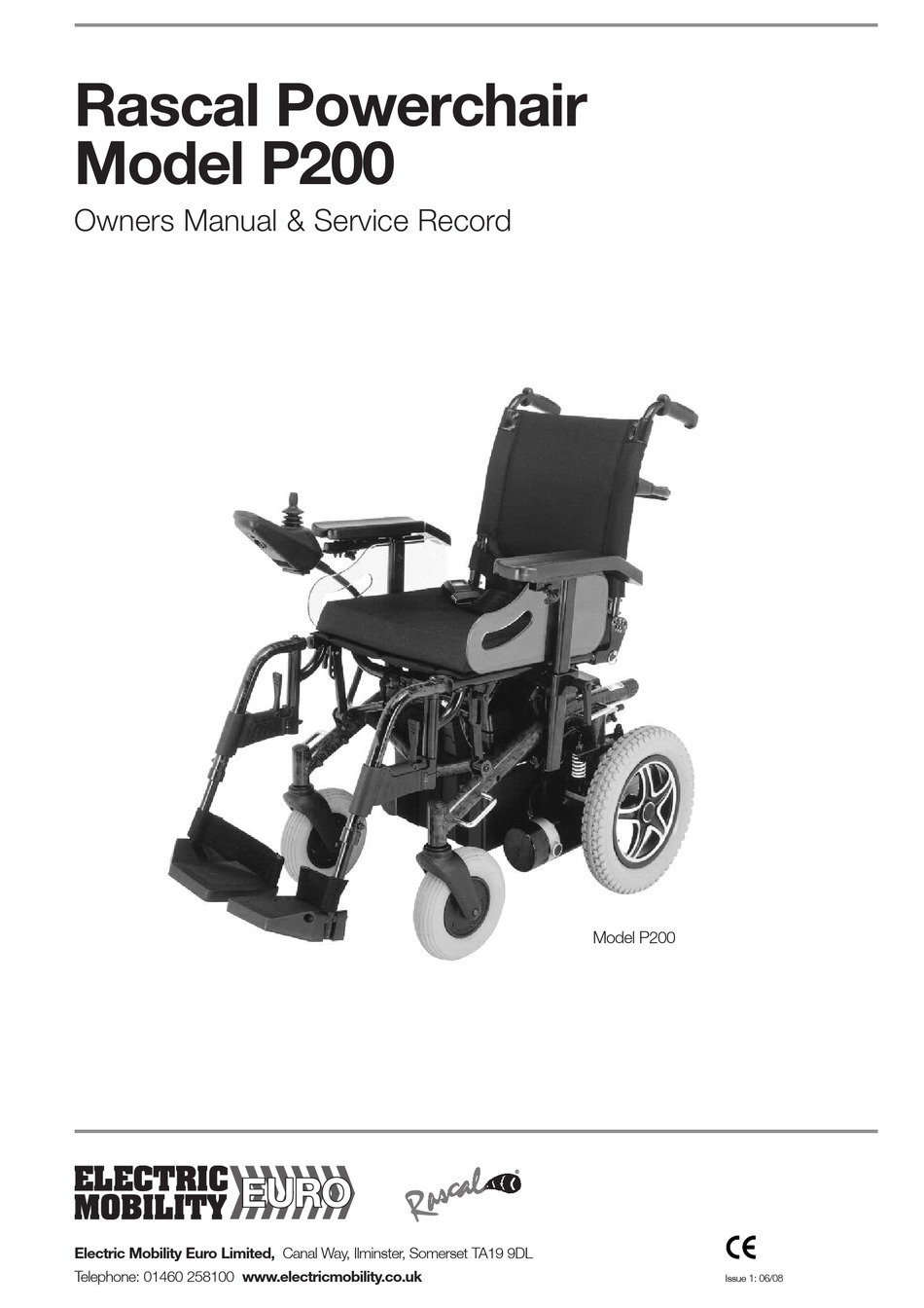 ELECTRIC MOBILITY EURO P200 OWNERS MANUAL & SERVICE RECORD Pdf Download