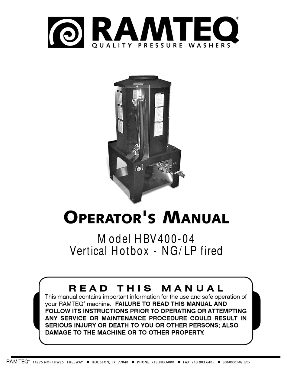 RAMTEQ HBV400-04 OPERATOR'S MANUAL Pdf Download