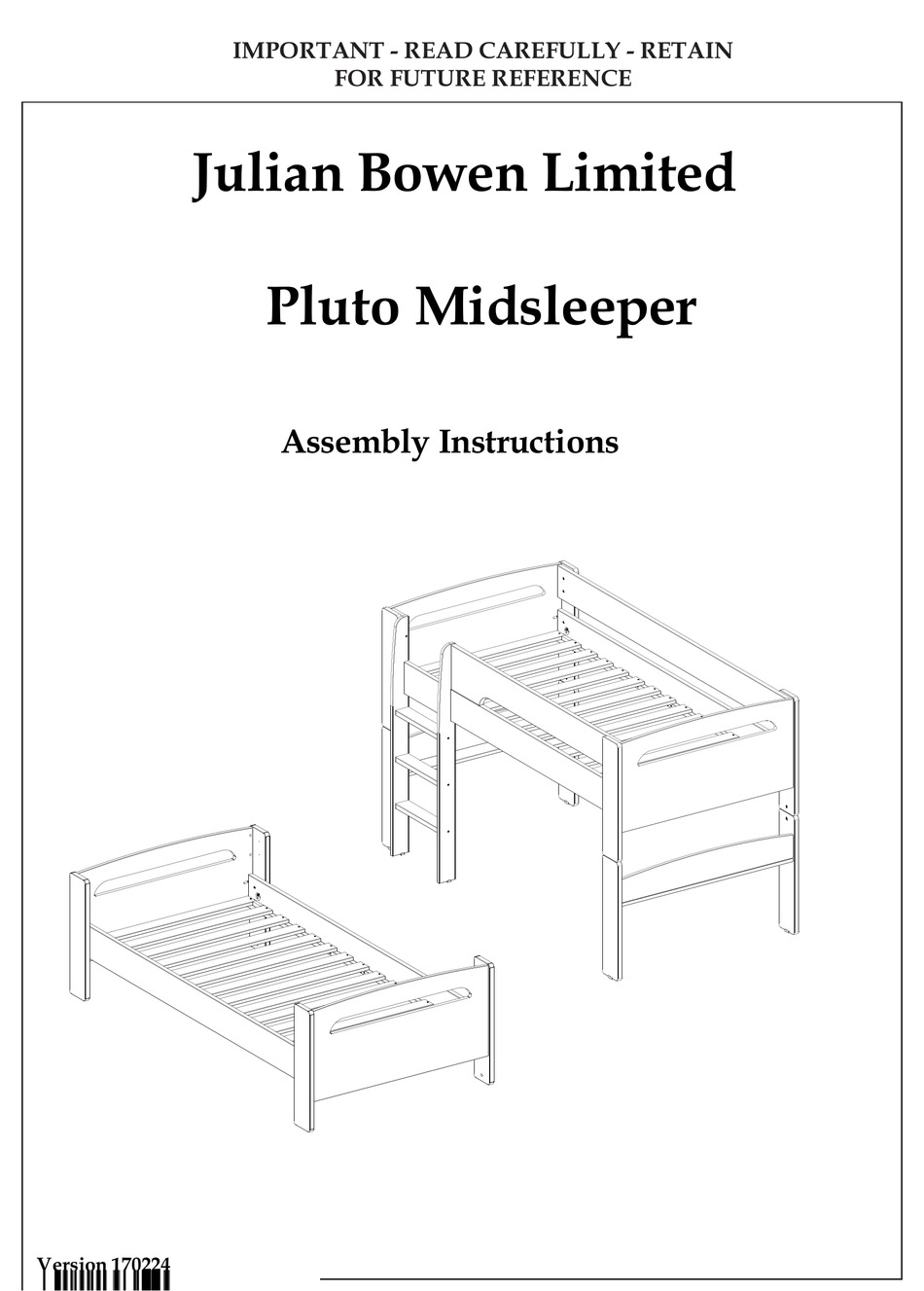 Julian Bowen Limited Pluto Midsleeper Assembly Instructions Manual Pdf Download Manualslib