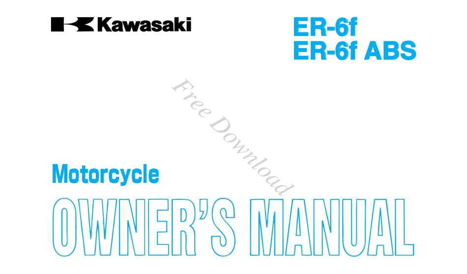 KAWASAKI ER-6F ABS 2013 OWNER'S Download