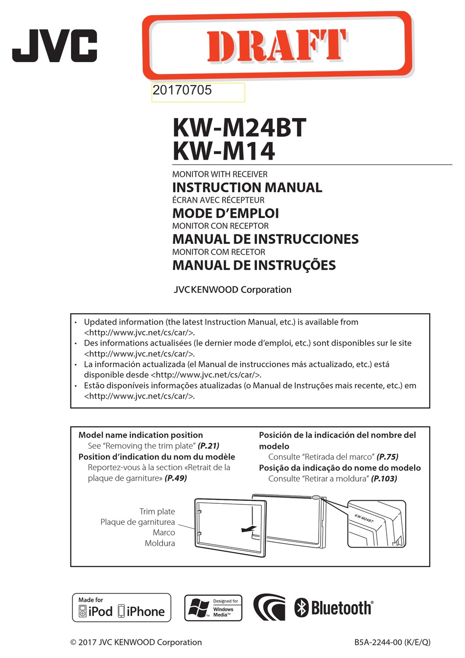 Jvc Kw M24bt Instruction Manual Pdf Download Manualslib