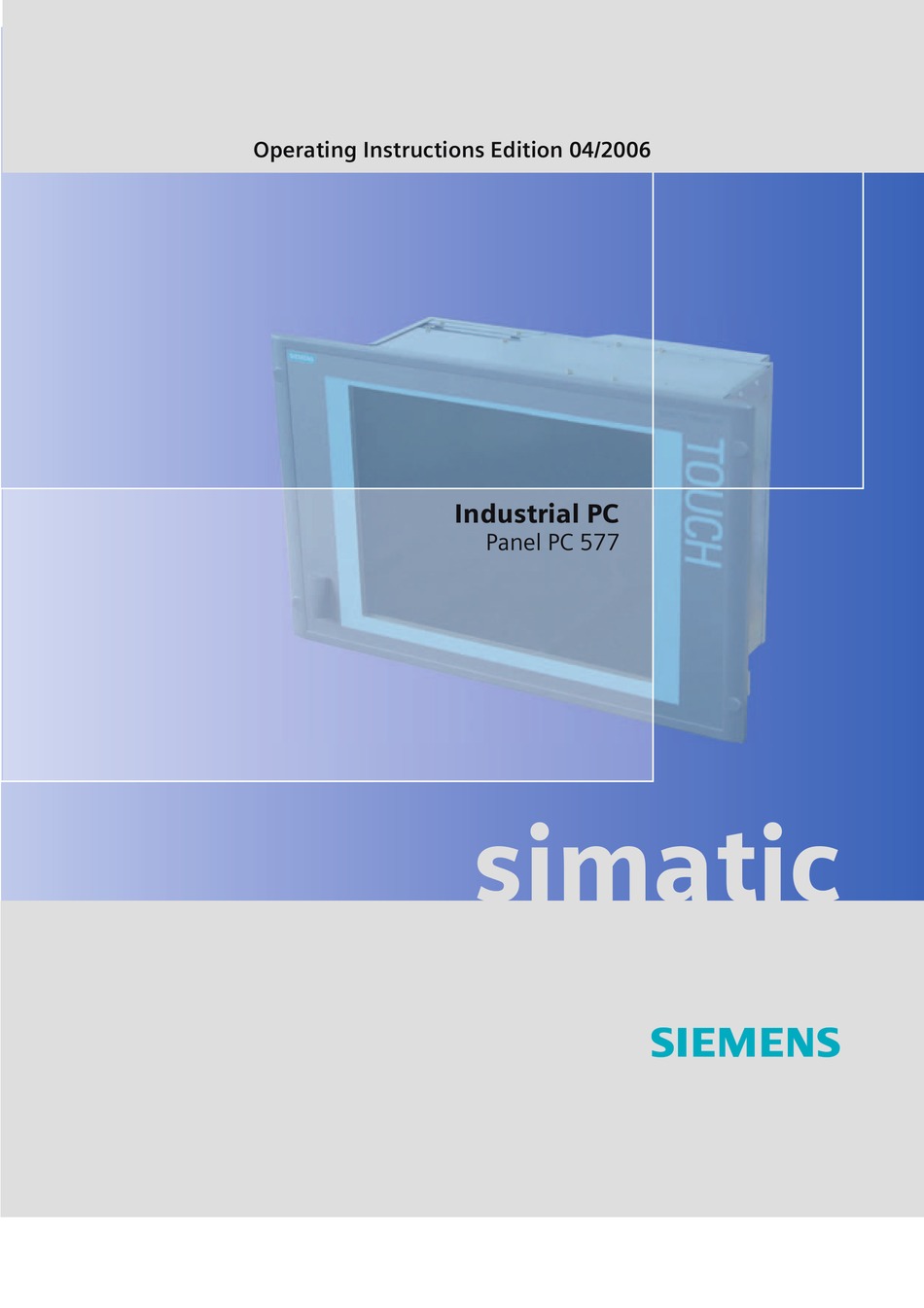 SIEMENS SIMATIC PC 577 OPERATING INSTRUCTIONS MANUAL Pdf Download