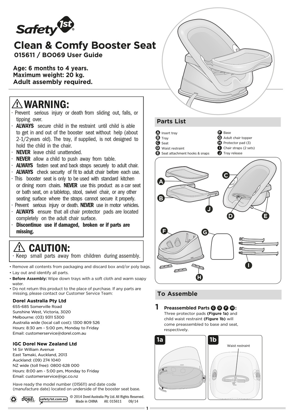 SAFETY 1ST 015611 USER MANUAL Pdf Download ManualsLib