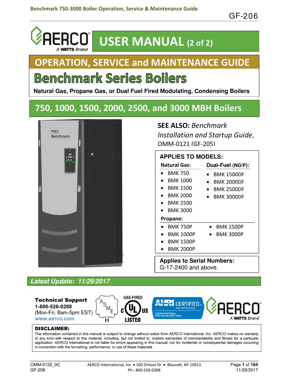 AERCO BENCHMARK BMK 750 USER MANUAL Pdf Download ManualsLib