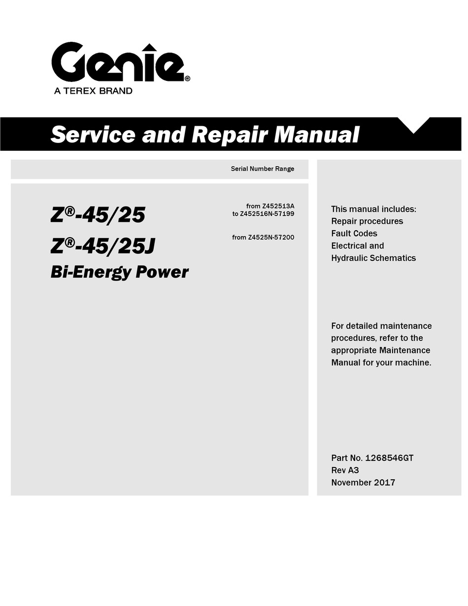 GENIE Z-45 SERVICE AND REPAIR MANUAL Pdf Download | ManualsLib