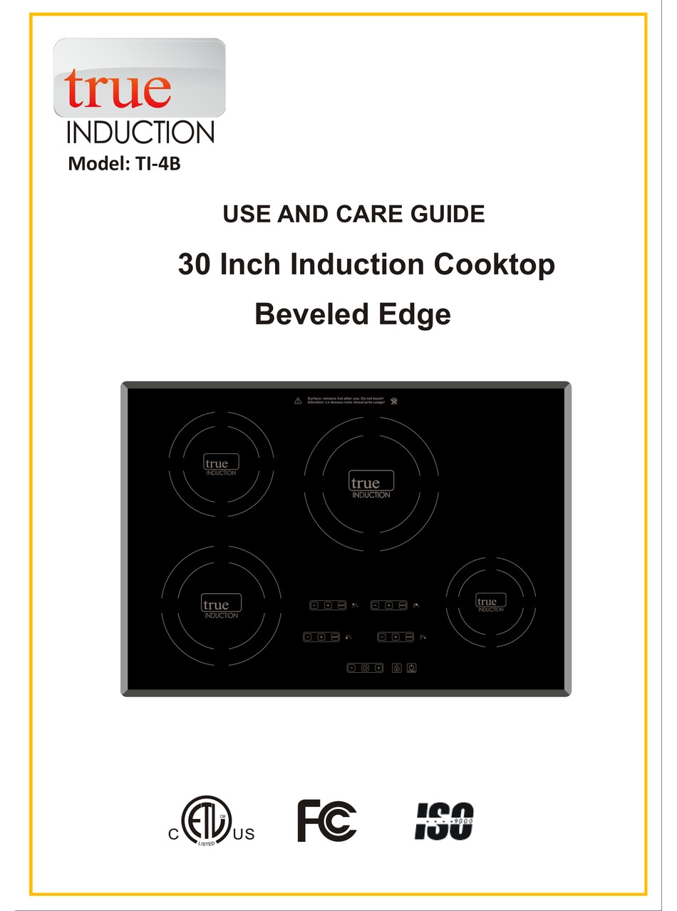 TRUE INDUCTION TI4B USE AND CARE MANUAL Pdf Download ManualsLib