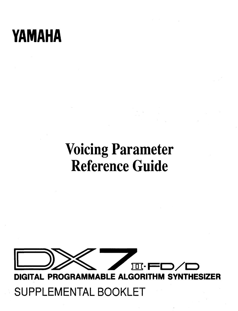 YAMAHA DX7 II FD REFERENCE MANUAL Pdf Download | ManualsLib