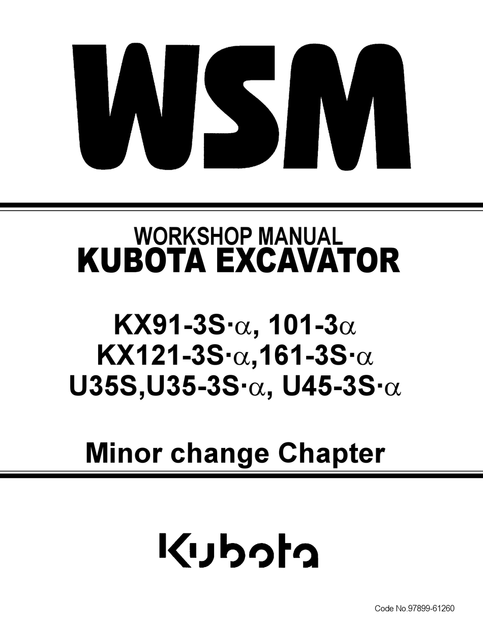 KUBOTA KX 41-2,61-2,71-2,91-2,121-2,161-2  MINI-DIGGER EXCAVATOR WORKSHOP MANUAL