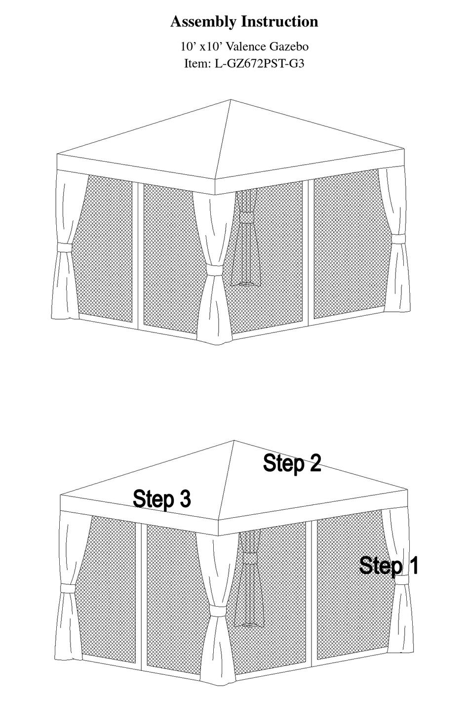 SUNJOY L-GZ672PST-G3 ASSEMBLY INSTRUCTION MANUAL Pdf Download | ManualsLib