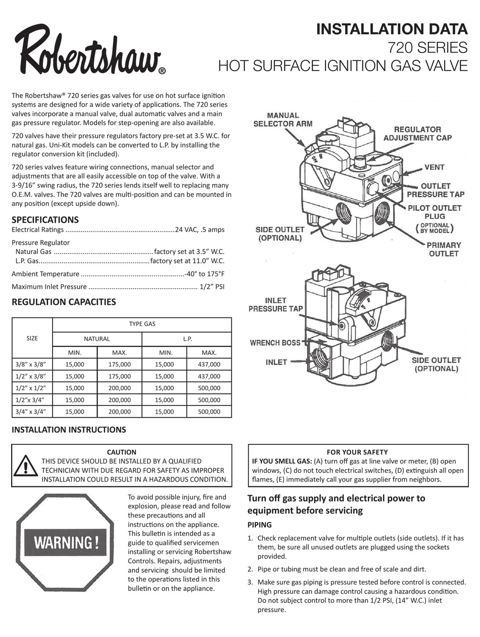 ROBERTSHAW 720 SERIES INSTALLATION DATA Pdf Download ManualsLib