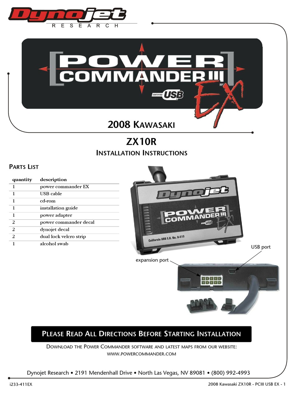 DYNOJET POWER COMMANDER III EX INSTALLATION INSTRUCTIONS Pdf Download