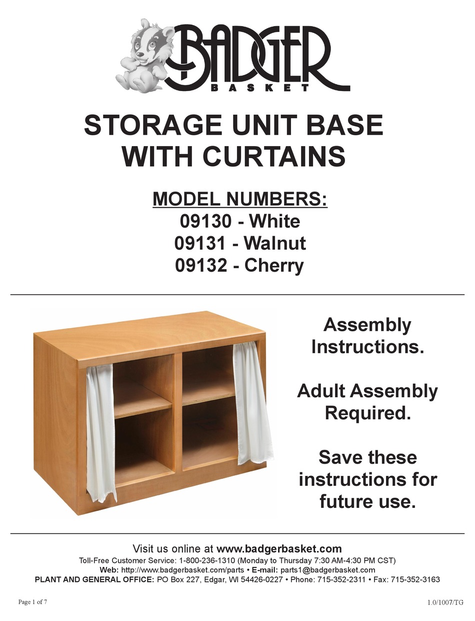 BADGER BASKET 09130 ASSEMBLY INSTRUCTIONS MANUAL Pdf Download ManualsLib