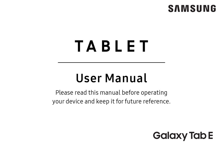 SAMSUNG TAB E USER MANUAL Pdf Download | ManualsLib