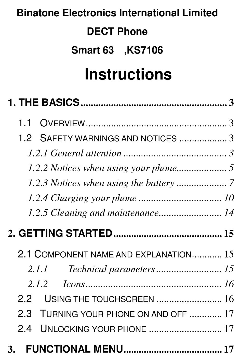 BINATONE SMART 63 INSTRUCTIONS MANUAL Pdf Download ManualsLib