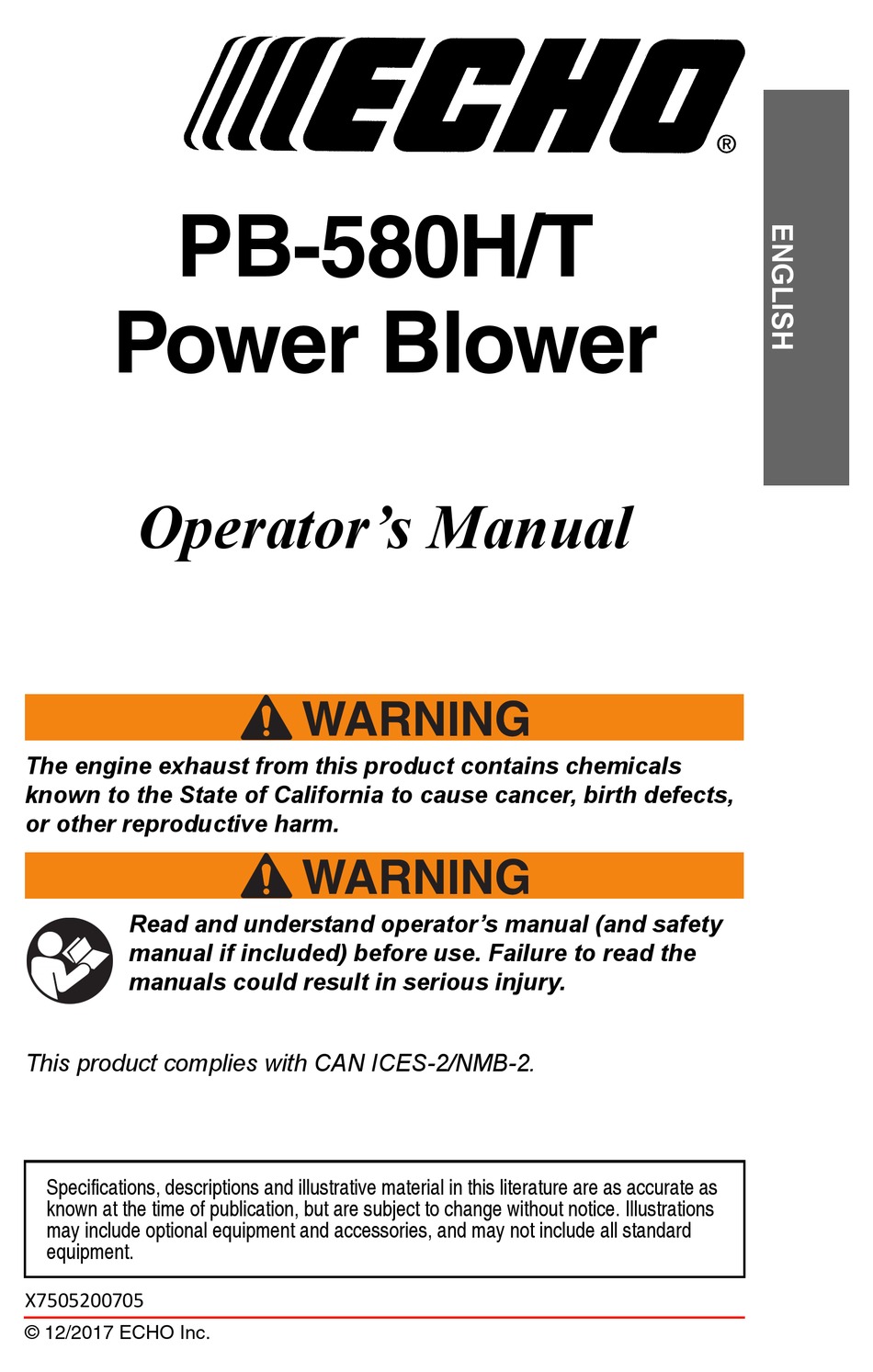 ECHO PB-580H OPERATOR'S MANUAL Pdf Download | ManualsLib