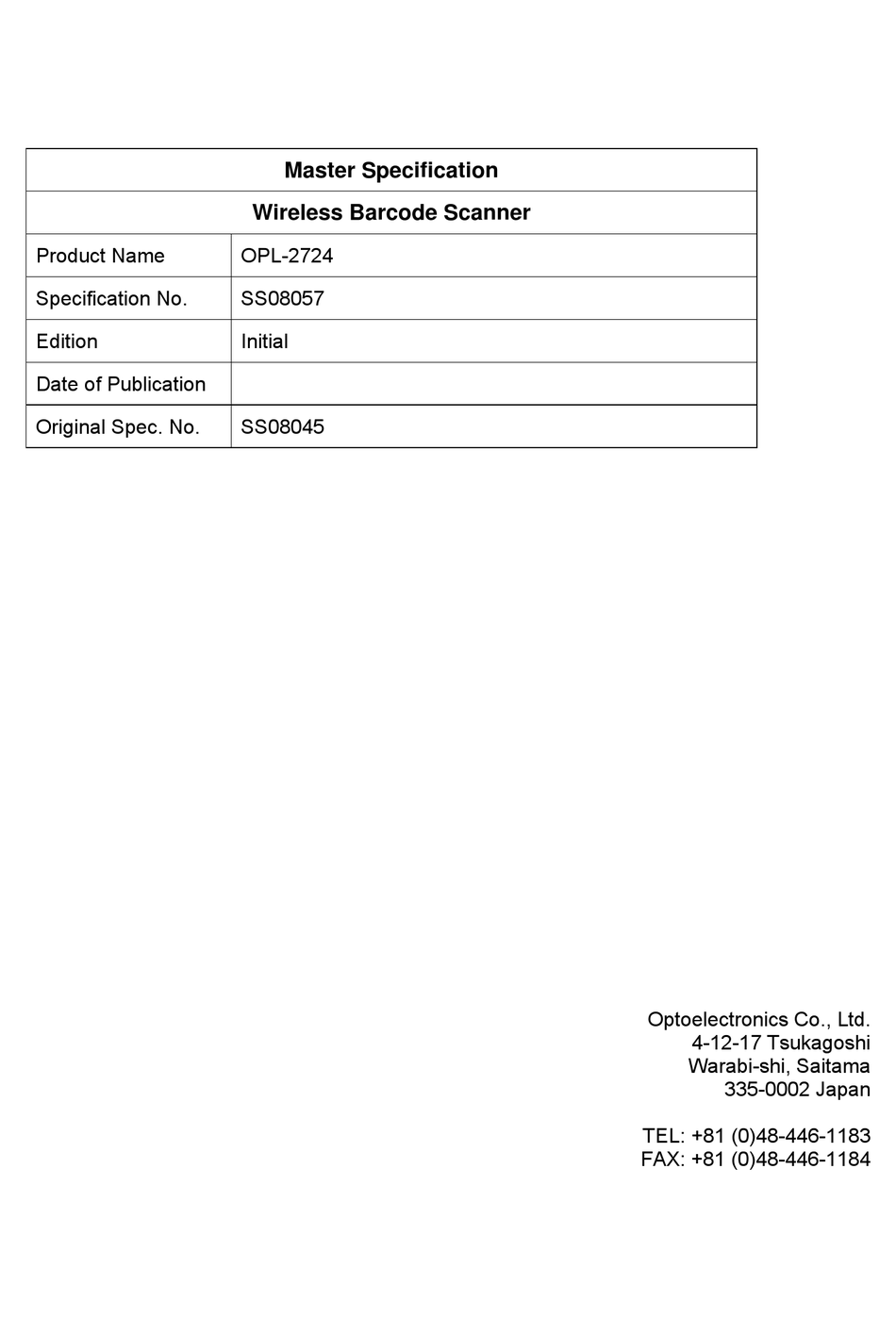 OPTOELECTRONICS OPL2724 MANUAL Pdf Download ManualsLib