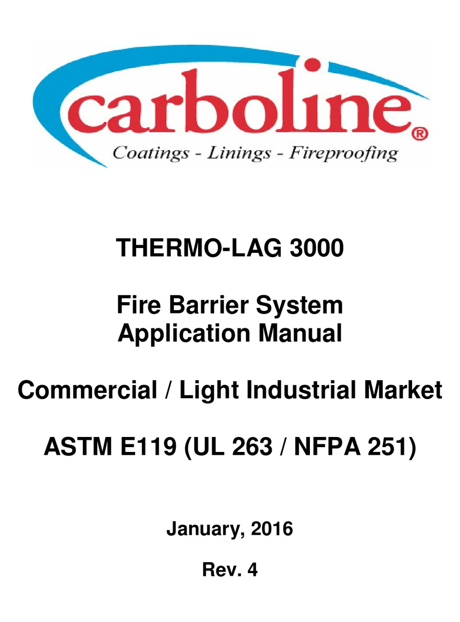 CARBOLINE THERMO-LAG 3000 APPLICATIONS MANUAL Pdf Download | ManualsLib