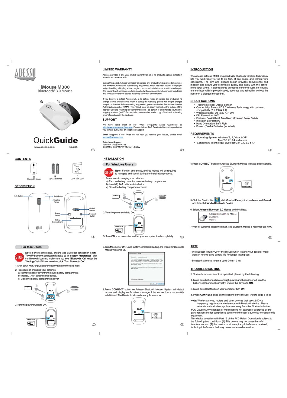 ADESSO IMOUSE M300 QUICK MANUAL Pdf Download | ManualsLib