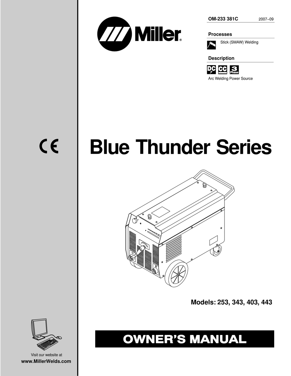 MILLER BLUE THUNDER 253 OWNER'S MANUAL Pdf Download | ManualsLib