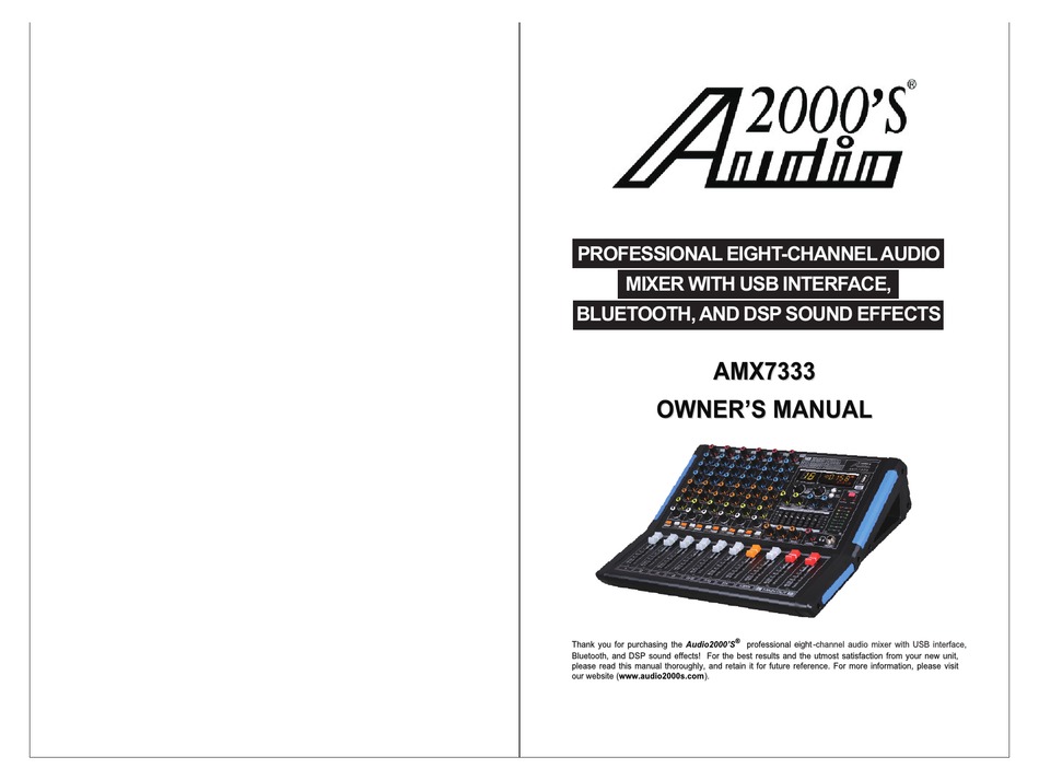 and DSP Sound Effects AMX7333 Bluetooth Audio2000S AMX7333-Professional Eight-Channel Audio Mixer with USB Interface 