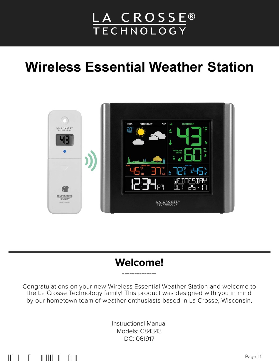 LA CROSSE TECHNOLOGY C84343 INSTRUCTIONAL MANUAL Pdf Download ManualsLib