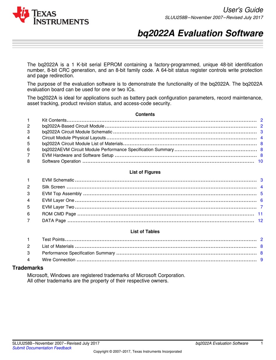 TEXAS INSTRUMENTS BQ2022A USER MANUAL Pdf Download ManualsLib