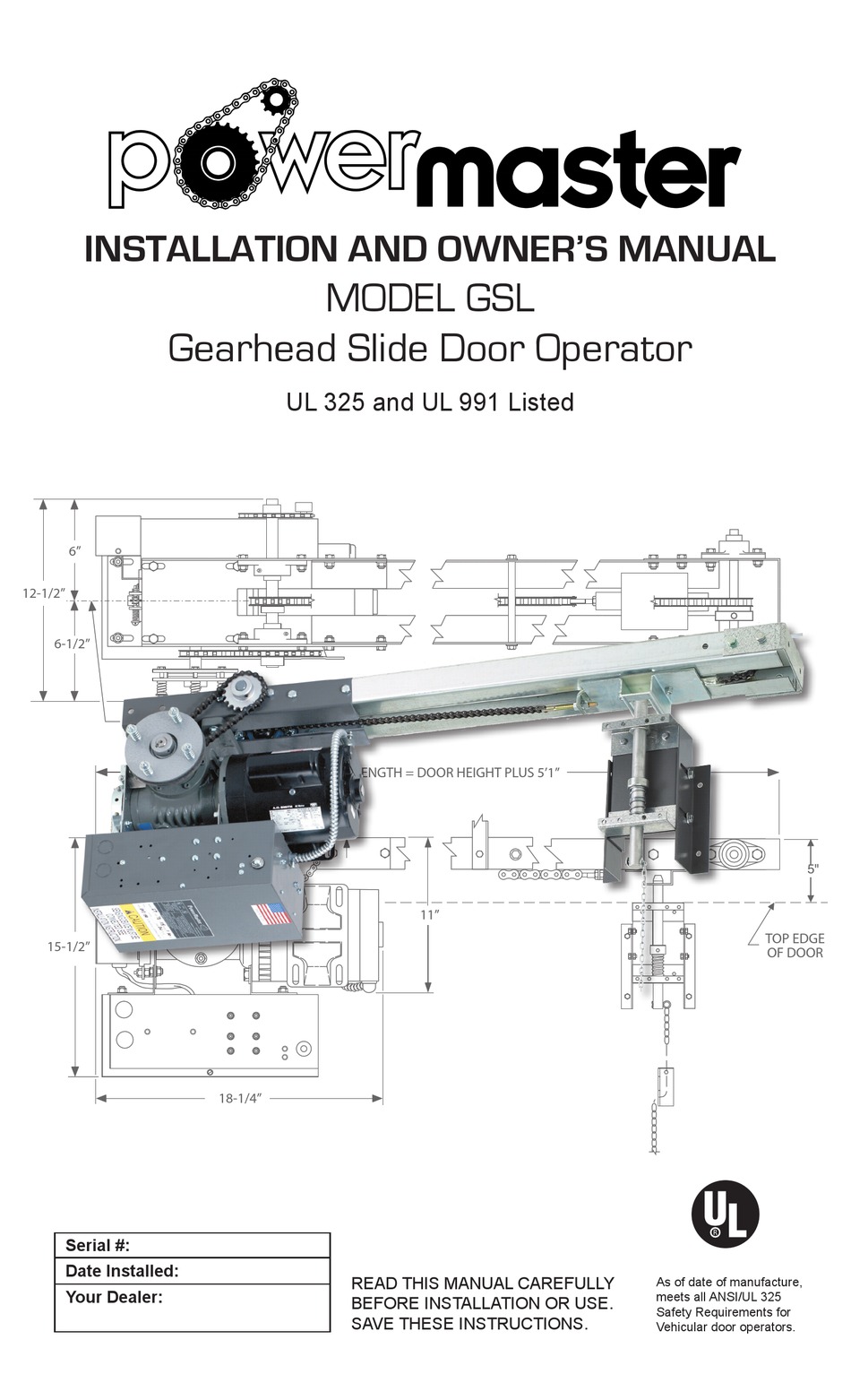 POWER MASTER GSL INSTALLATION AND OWNER'S MANUAL Pdf Download ManualsLib