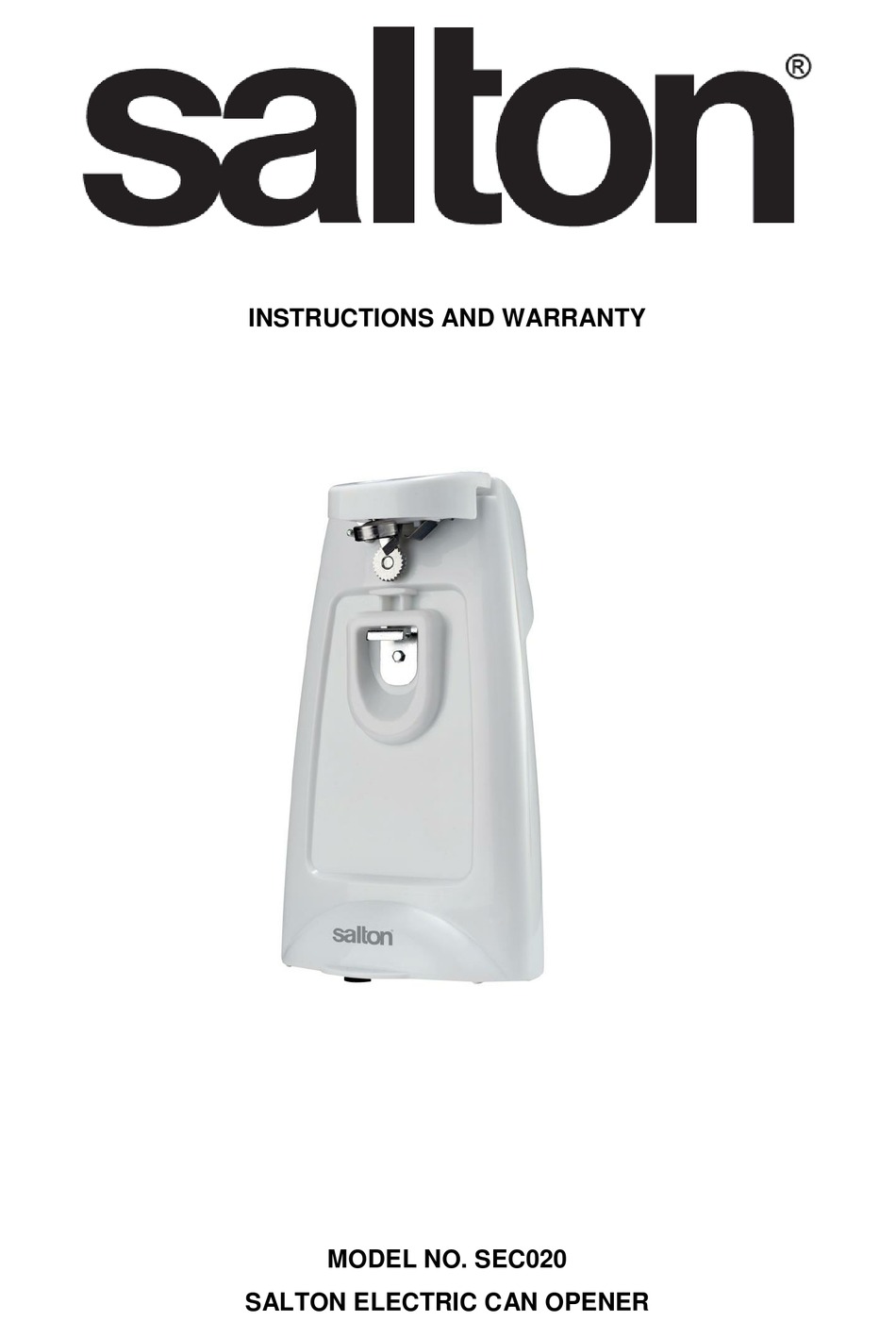 SALTON SEC020 INSTRUCTIONS AND WARRANTY Pdf Download ManualsLib
