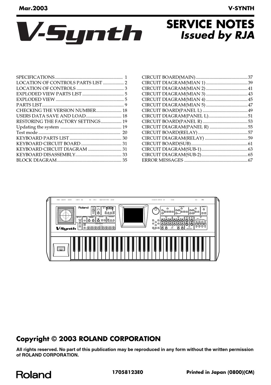 Roland V Synth Service Notes Pdf Download Manualslib