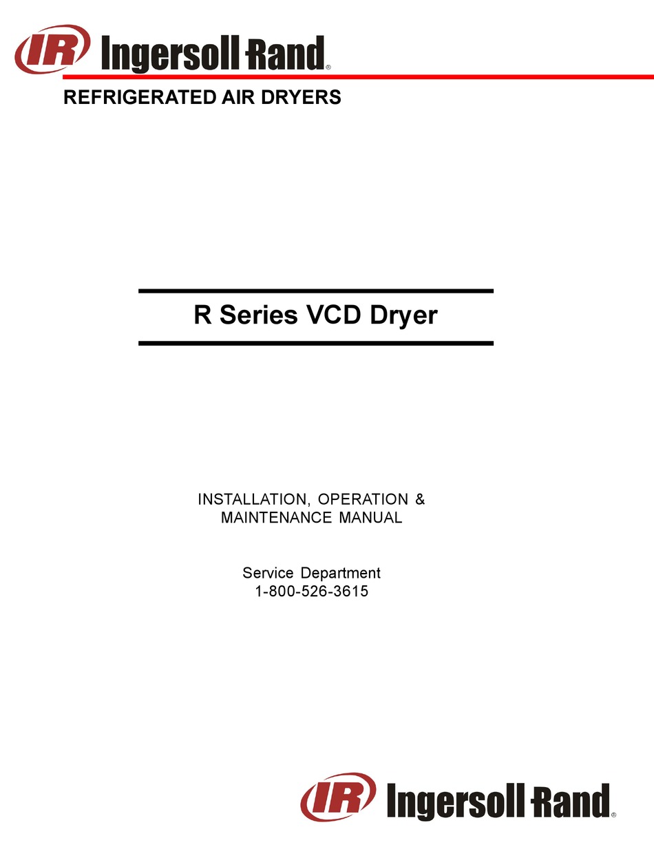 INGERSOLL-RAND R SERIES INSTALLATION, OPERATION & MAINTENANCE MANUAL