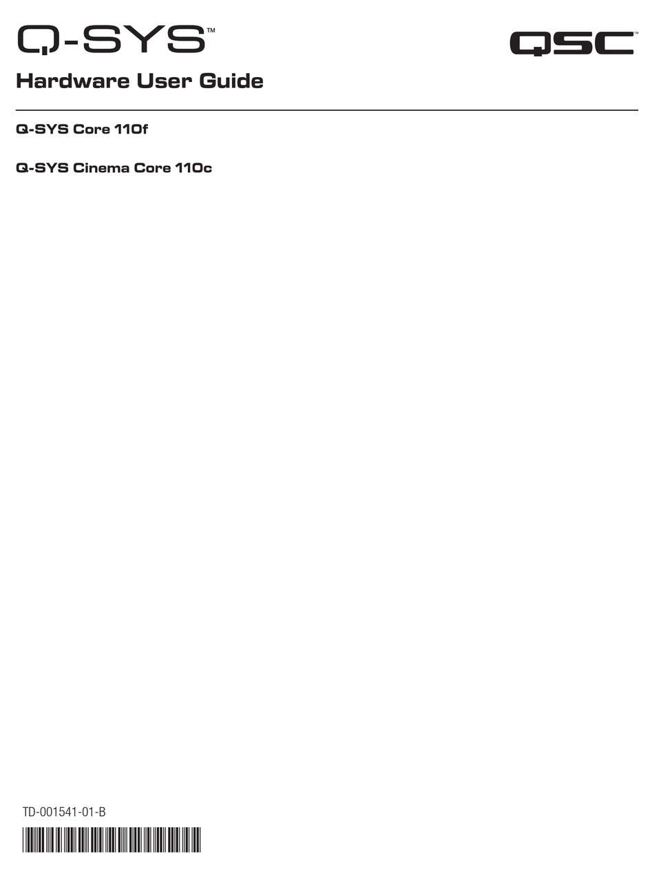 QSC Q-SYS CORE 110F HARDWARE USER'S MANUAL Pdf Download | ManualsLib