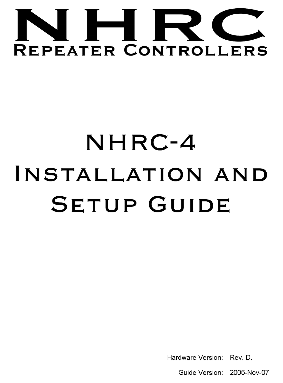 NHRC 4 INSTALLATION AND SETUP GUDE Pdf Download ManualsLib