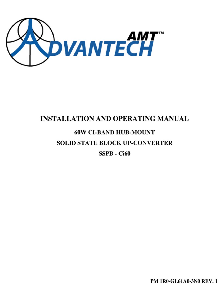 ADVANTECH AMT SSPBCI60 INSTALLATION AND OPERATING MANUAL Pdf Download