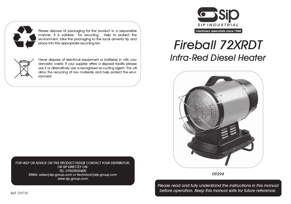 SIP Fireball 350 Cordless Propane Heater (C/W Battery)