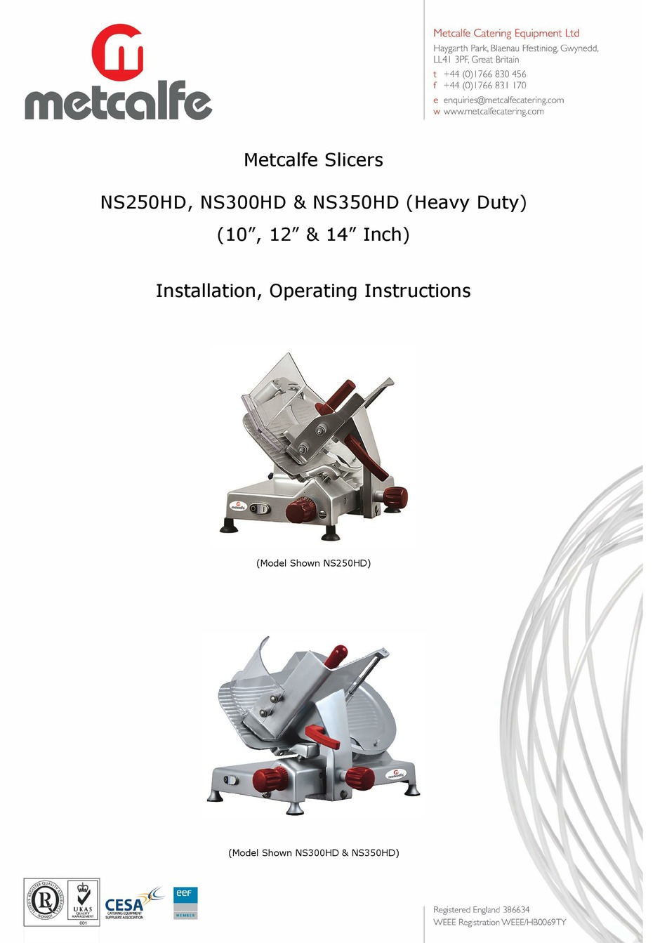 METCALFE NS250HD INSTALLATION AND OPERATING MANUAL Pdf Download