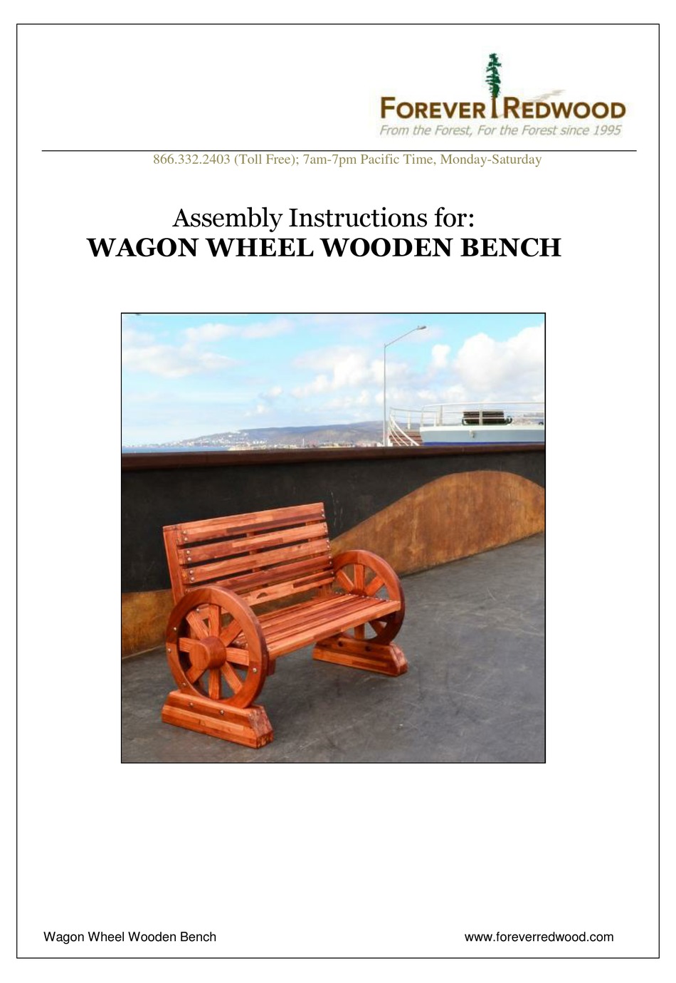 FOREVER REDWOOD WAGON WHEEL WOODEN BENCH ASSEMBLY INSTRUCTIONS Pdf
