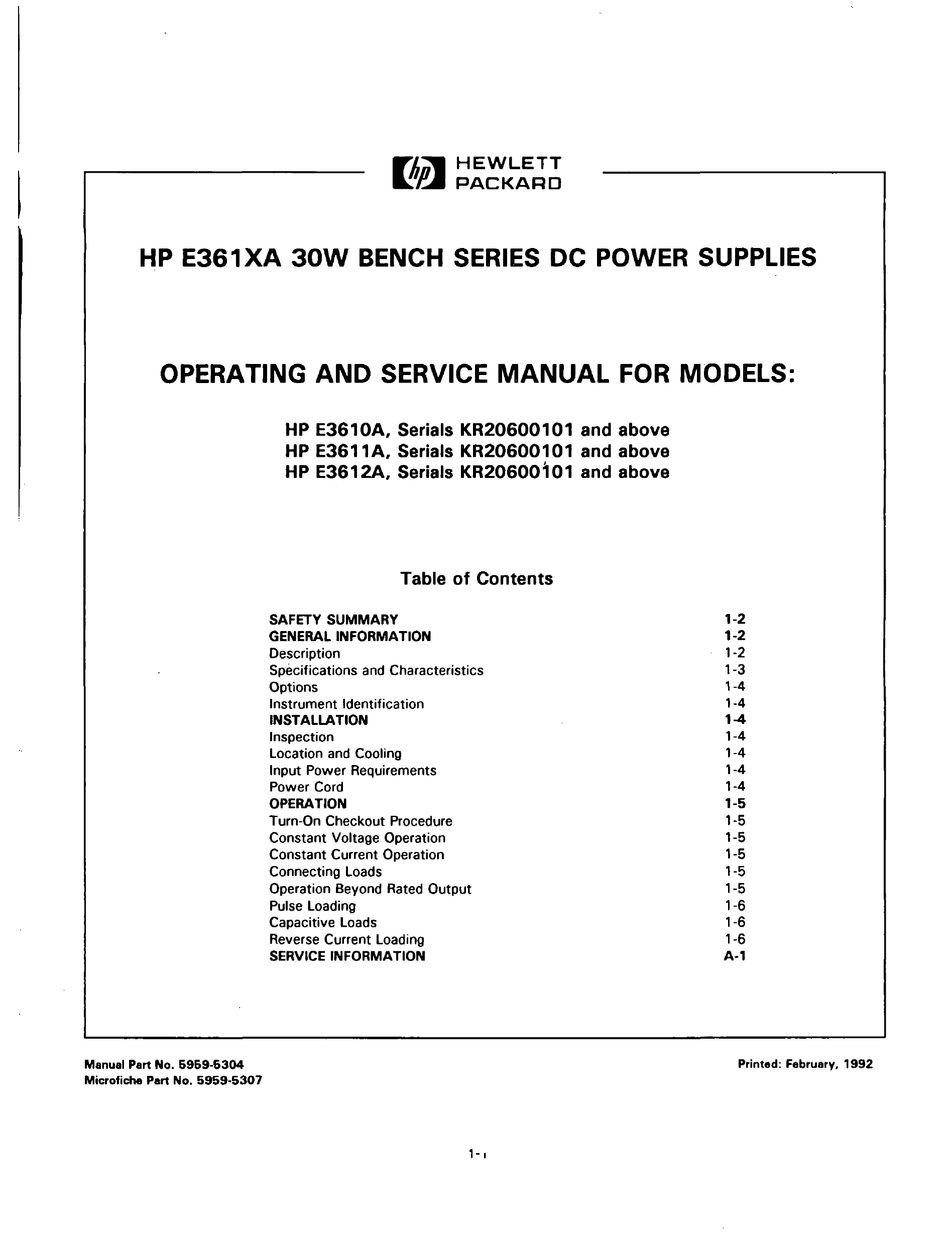 HP 712C  DC POWER SUPPLY OPERATING & SERVICE MANUAL