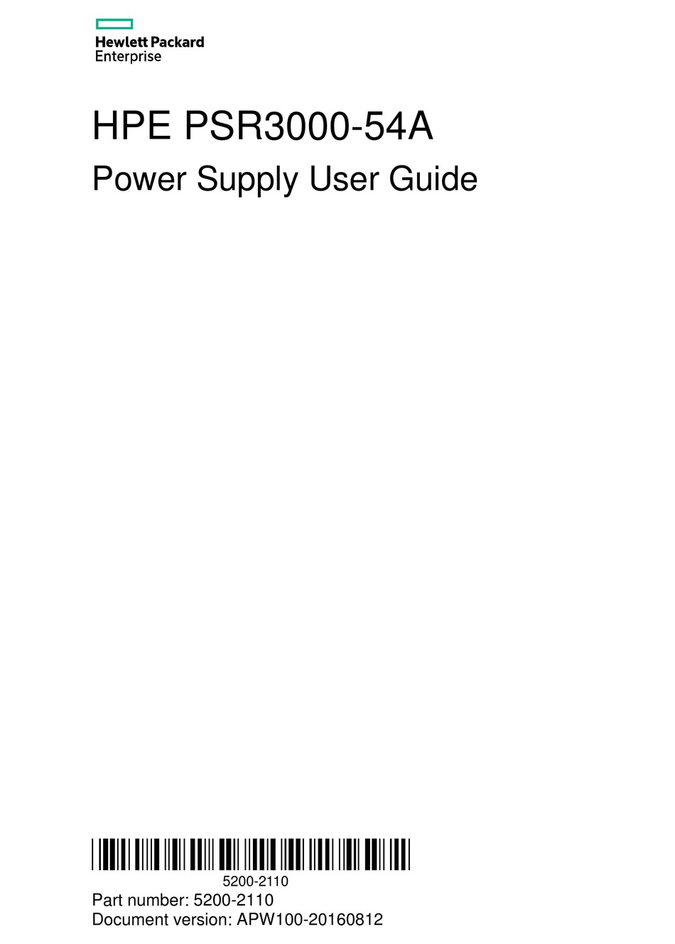 HPE PSR3000-54A USER MANUAL Pdf Download | ManualsLib