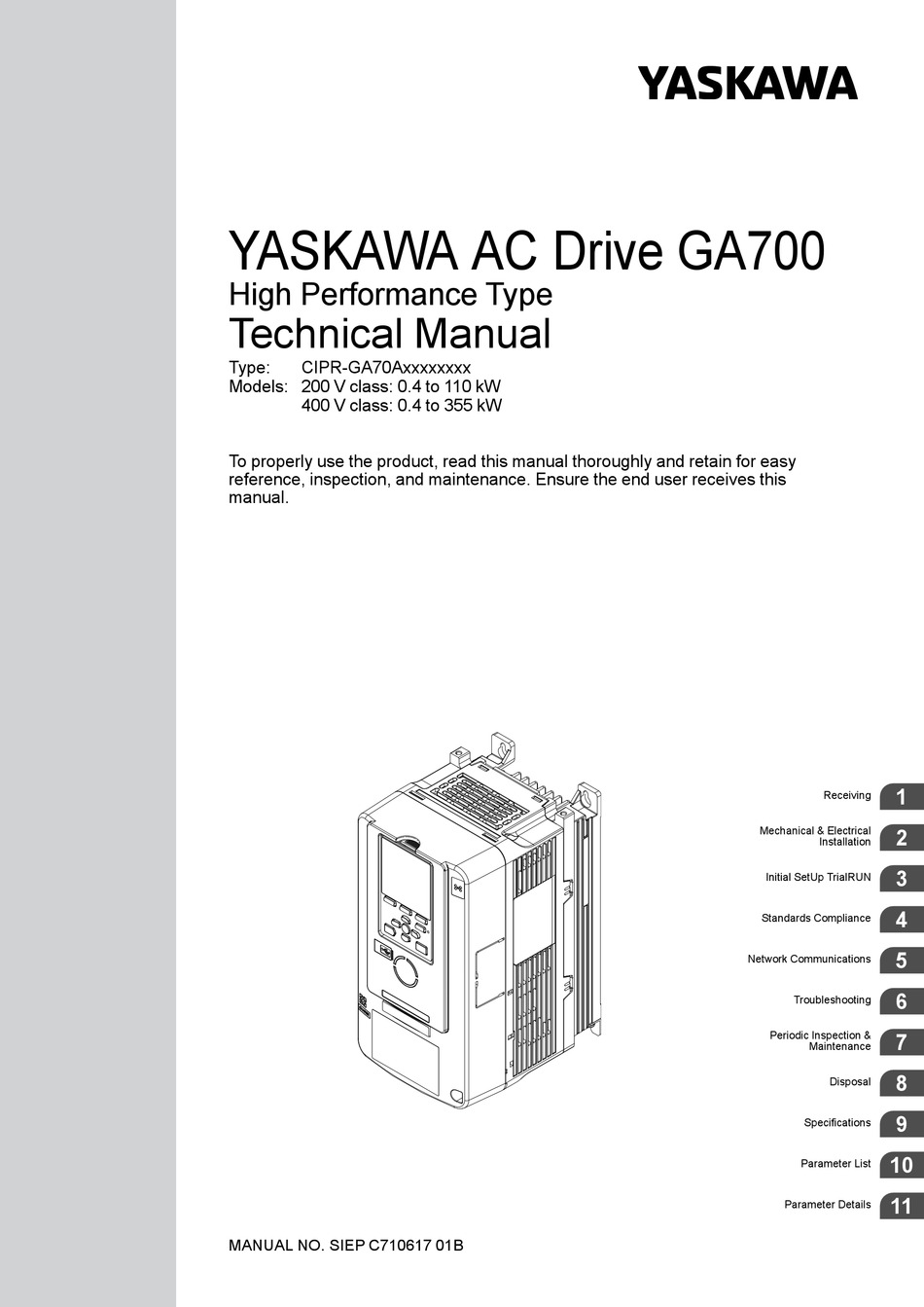 Yaskawa Ga700 Technical Manual Pdf Download Manualslib