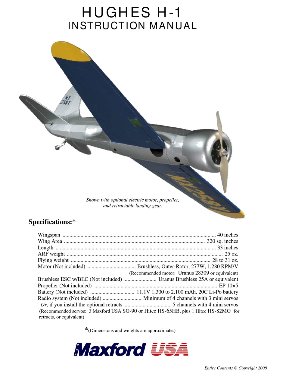 MAXFORD USA HUGHES H-1 INSTRUCTION MANUAL Pdf Download