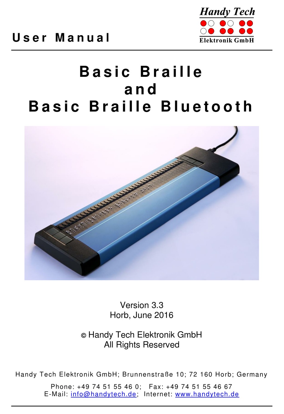 HANDY TECH BASIC BRAILLE USER MANUAL Pdf Download ManualsLib